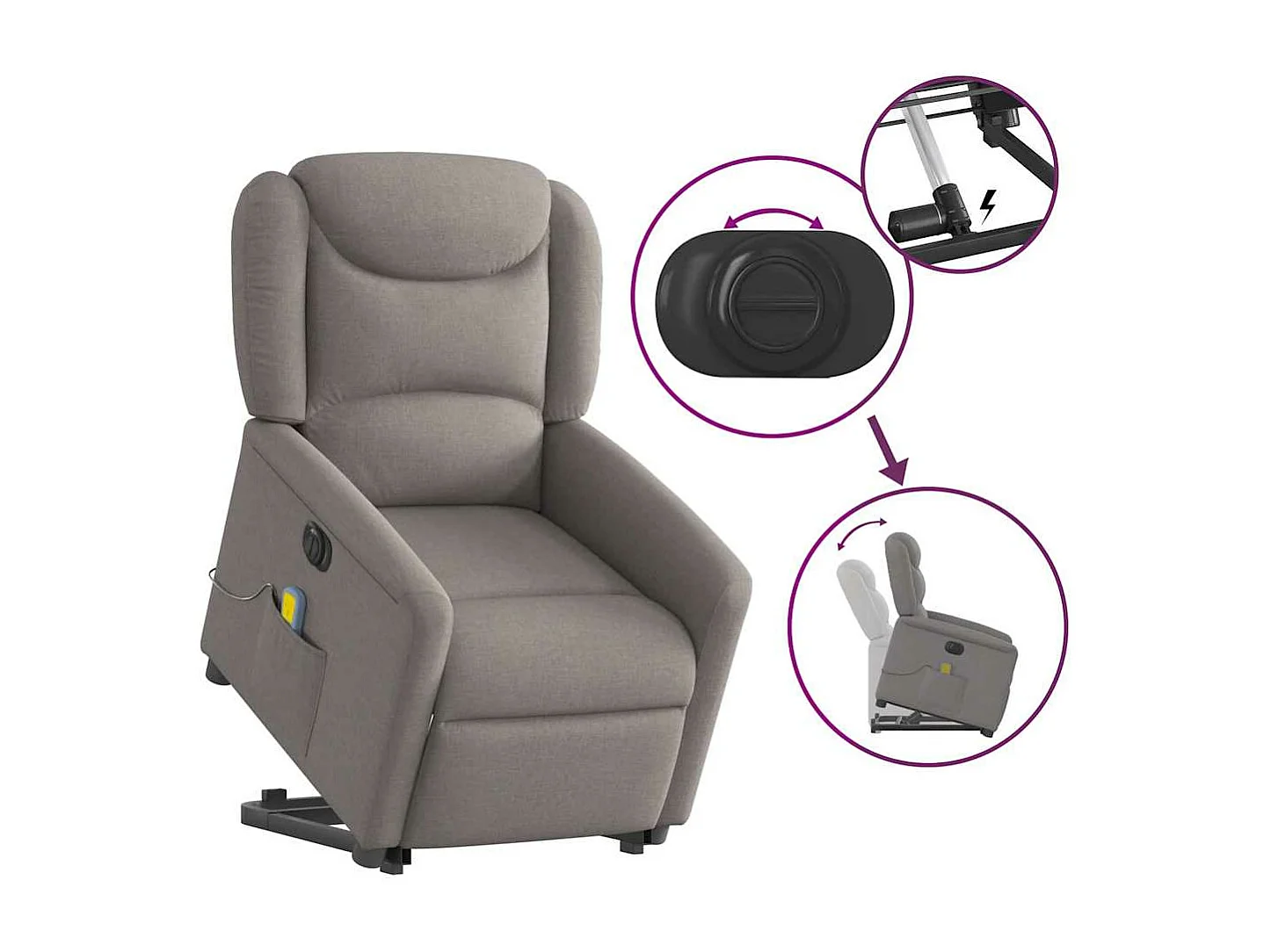 Elektrischer Massagesessel Taupe Stoff