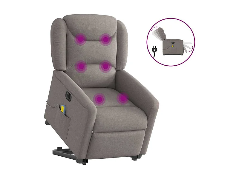 Fauteuil inclinable de massage électrique Taupe Tissu