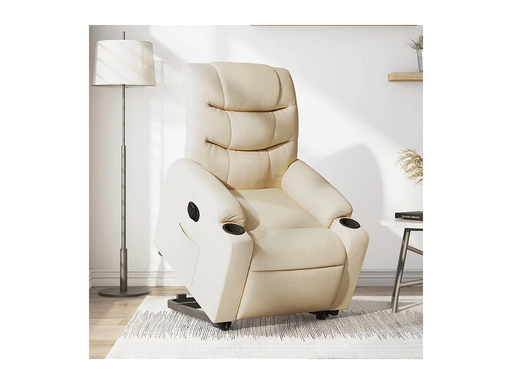 Fauteuil inclinable électrique crème tissu