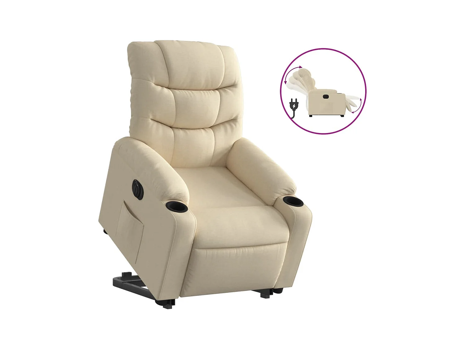 Fauteuil inclinable électrique crème tissu