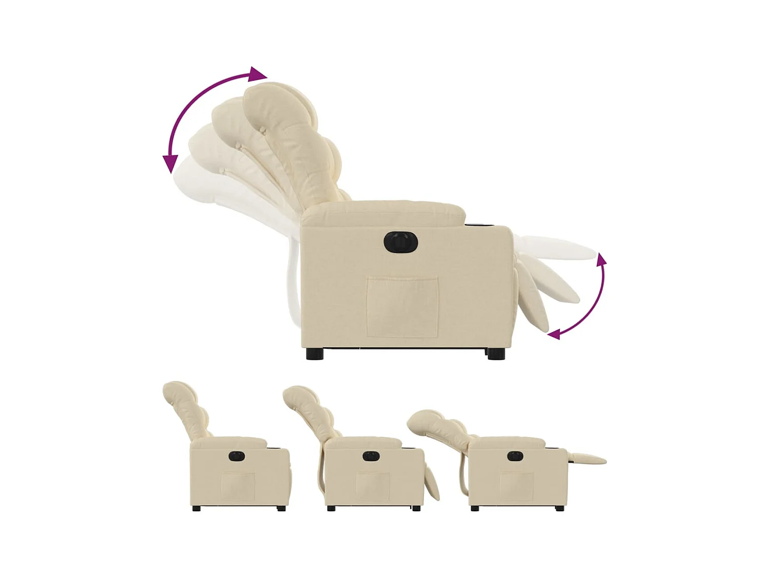 Fauteuil inclinable électrique crème tissu