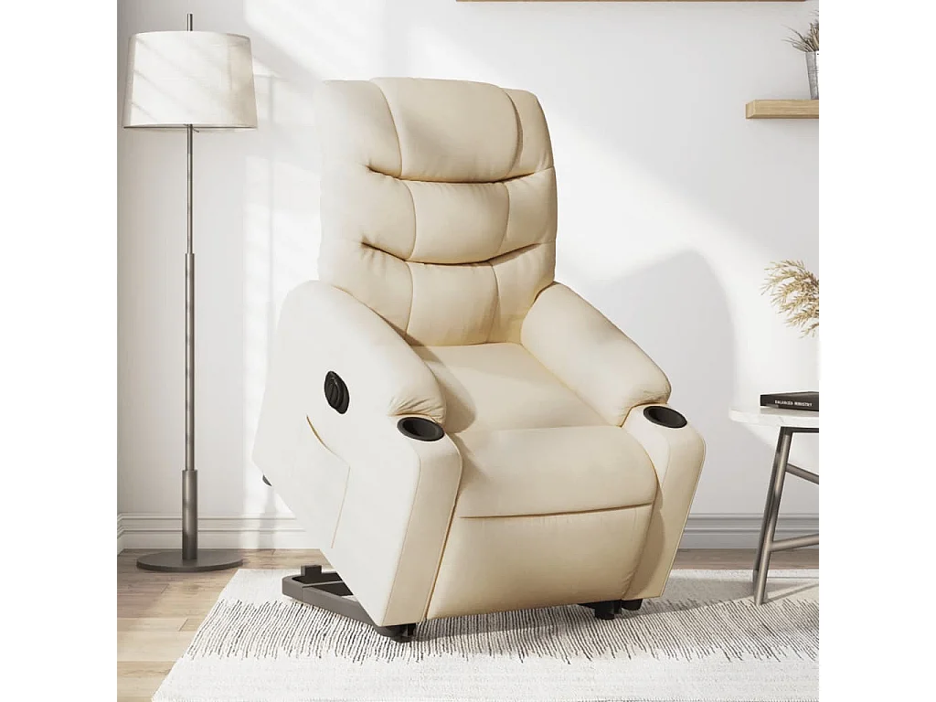 Fauteuil inclinable électrique crème tissu