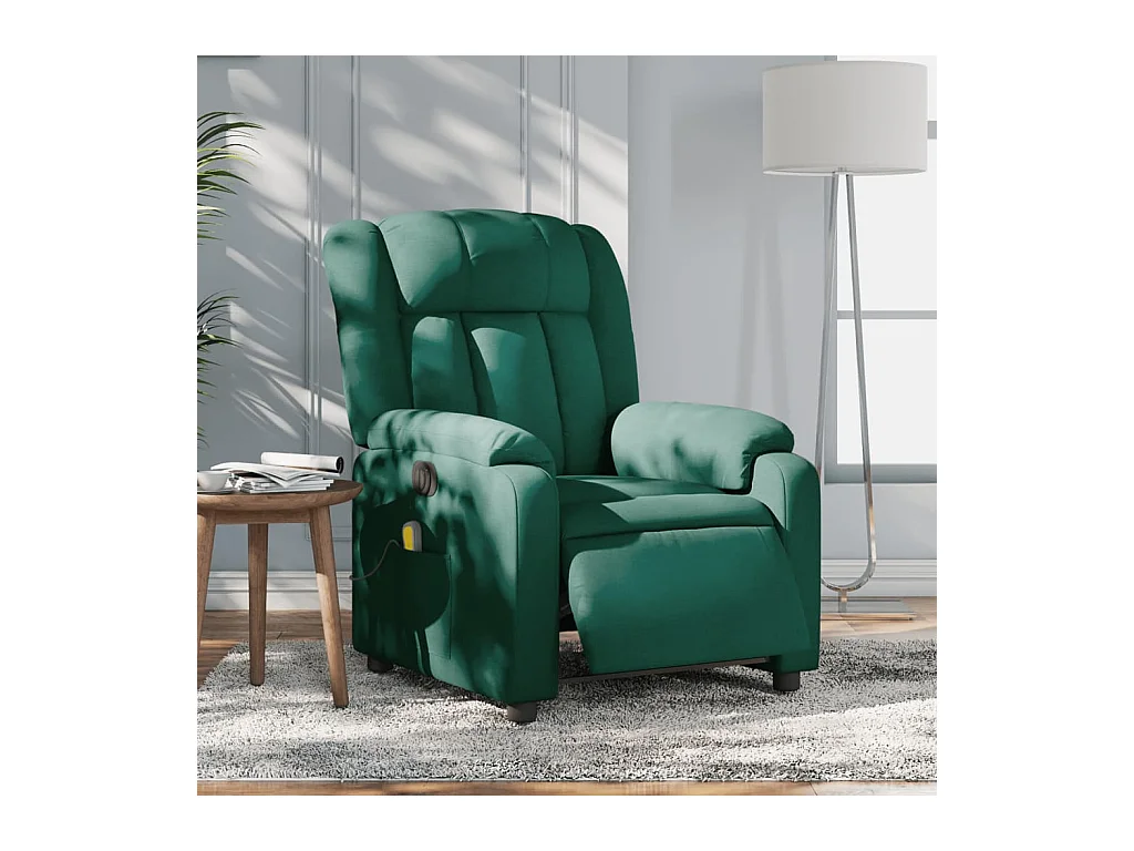 Fauteuil de massage inclinable électrique Vert foncé Tissu