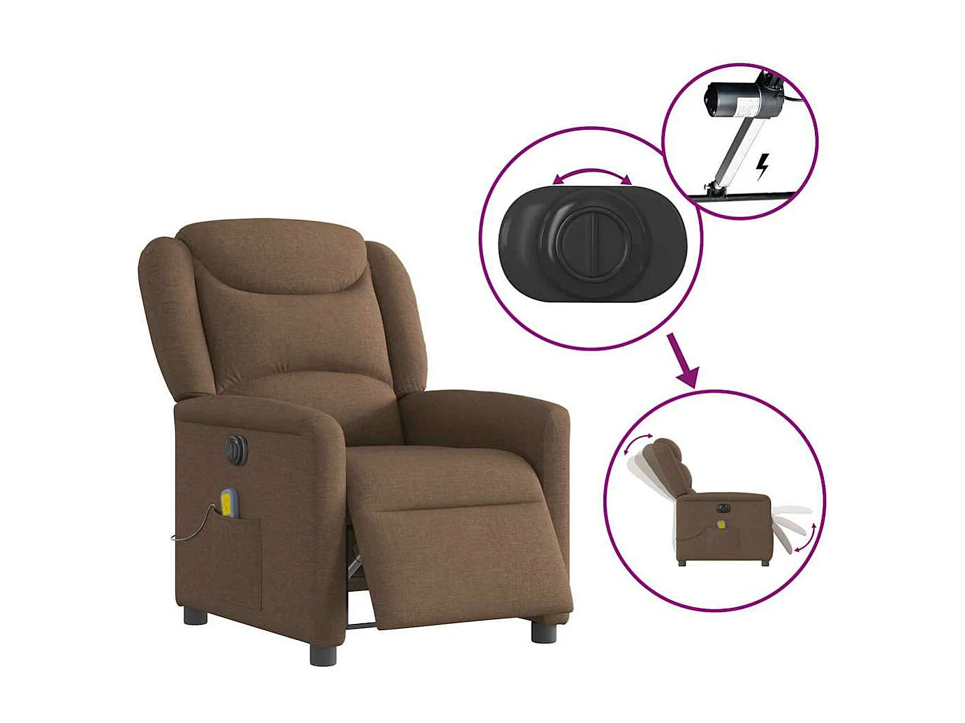 Elektrischer Massagesessel aus braunem Stoff