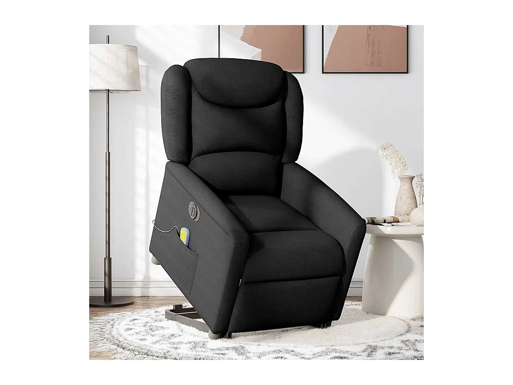 Fauteuil inclinable de massage électrique Noir Tissu