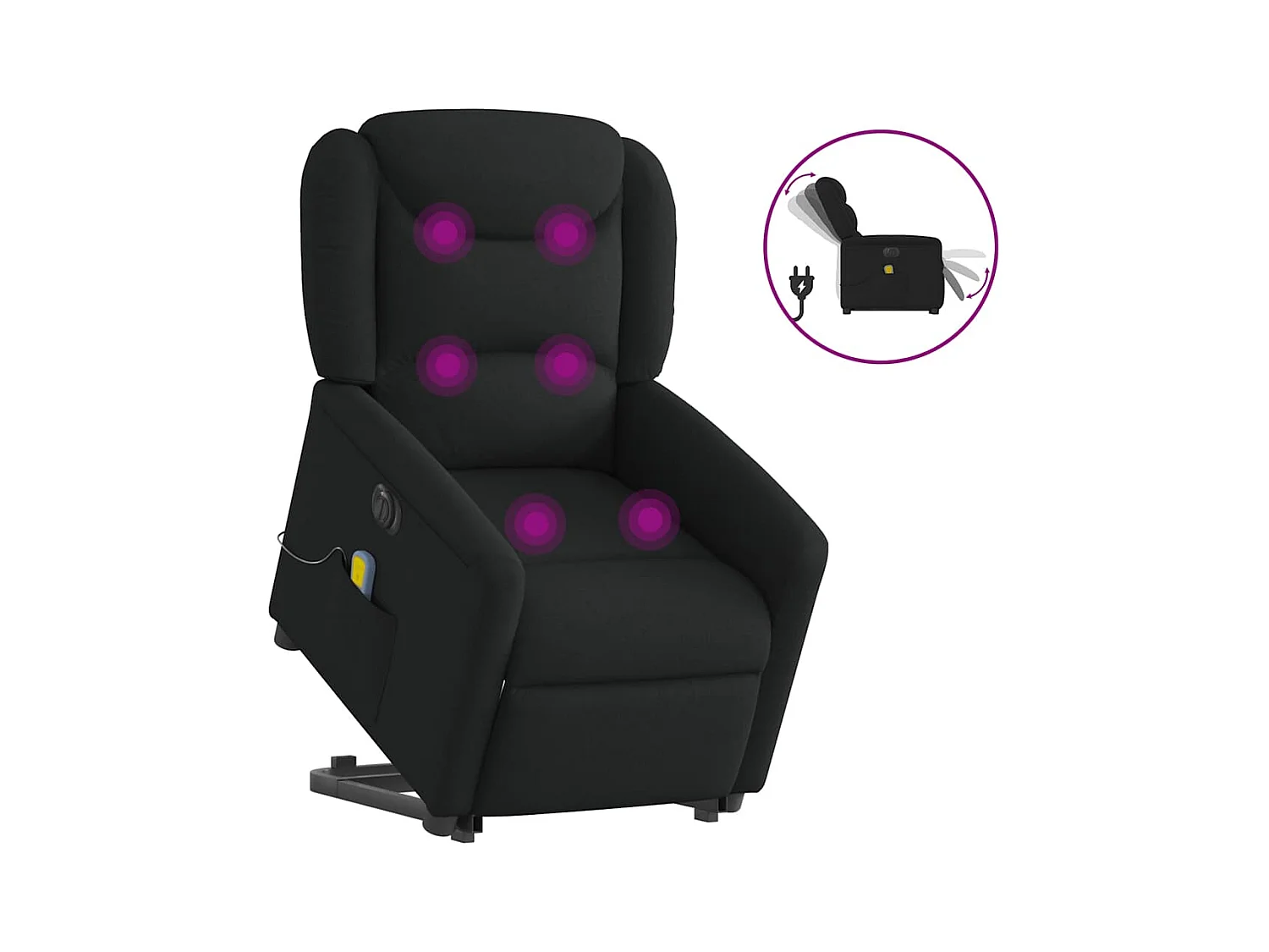 Fauteuil inclinable de massage électrique Noir Tissu