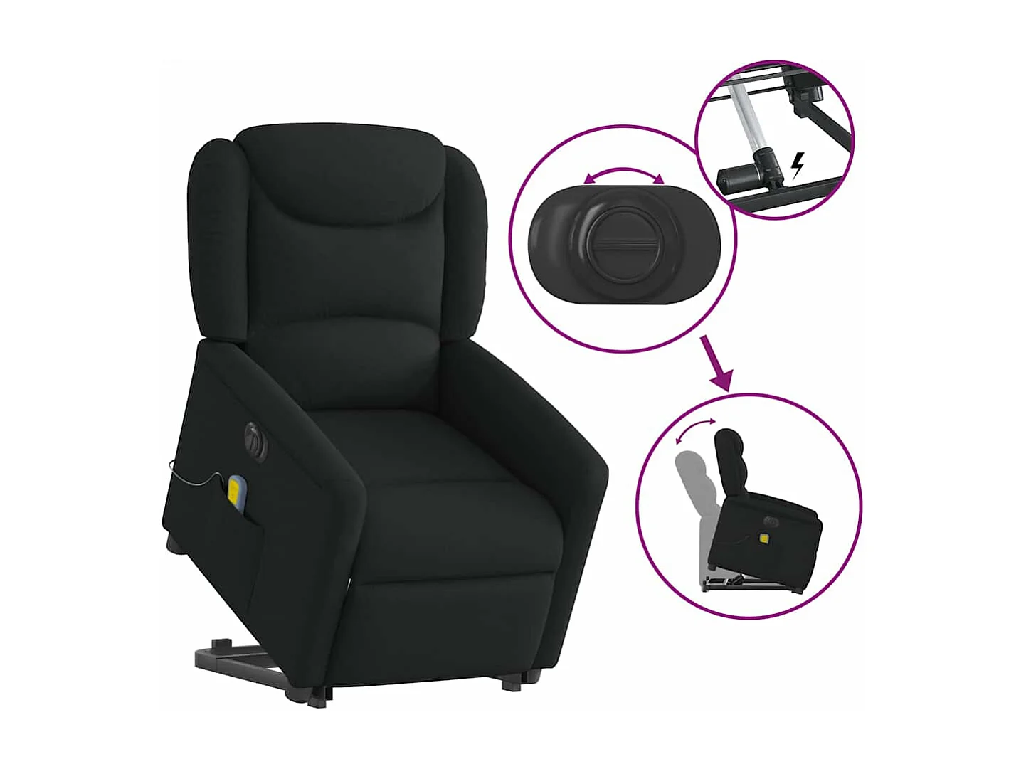 Fauteuil inclinable de massage électrique Noir Tissu