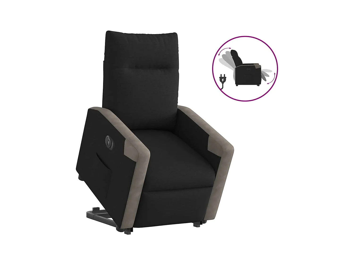 Fauteuil inclinable électrique noir tissu