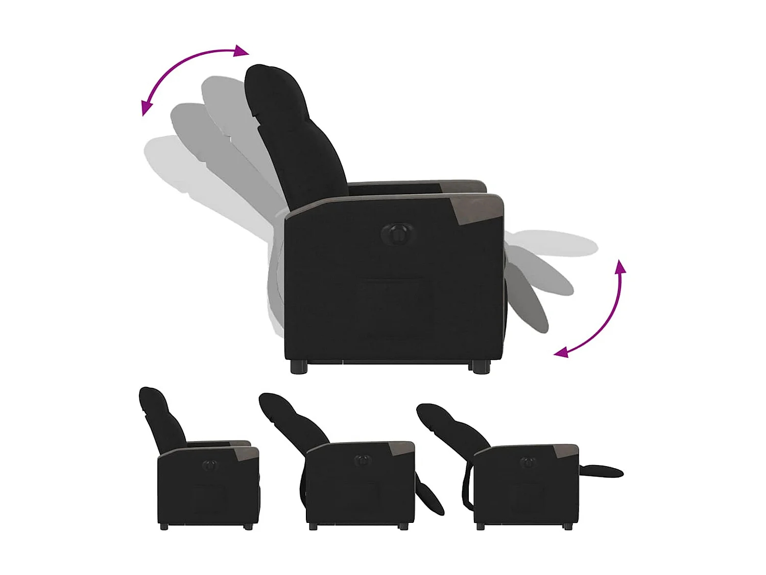 Fauteuil inclinable électrique noir tissu