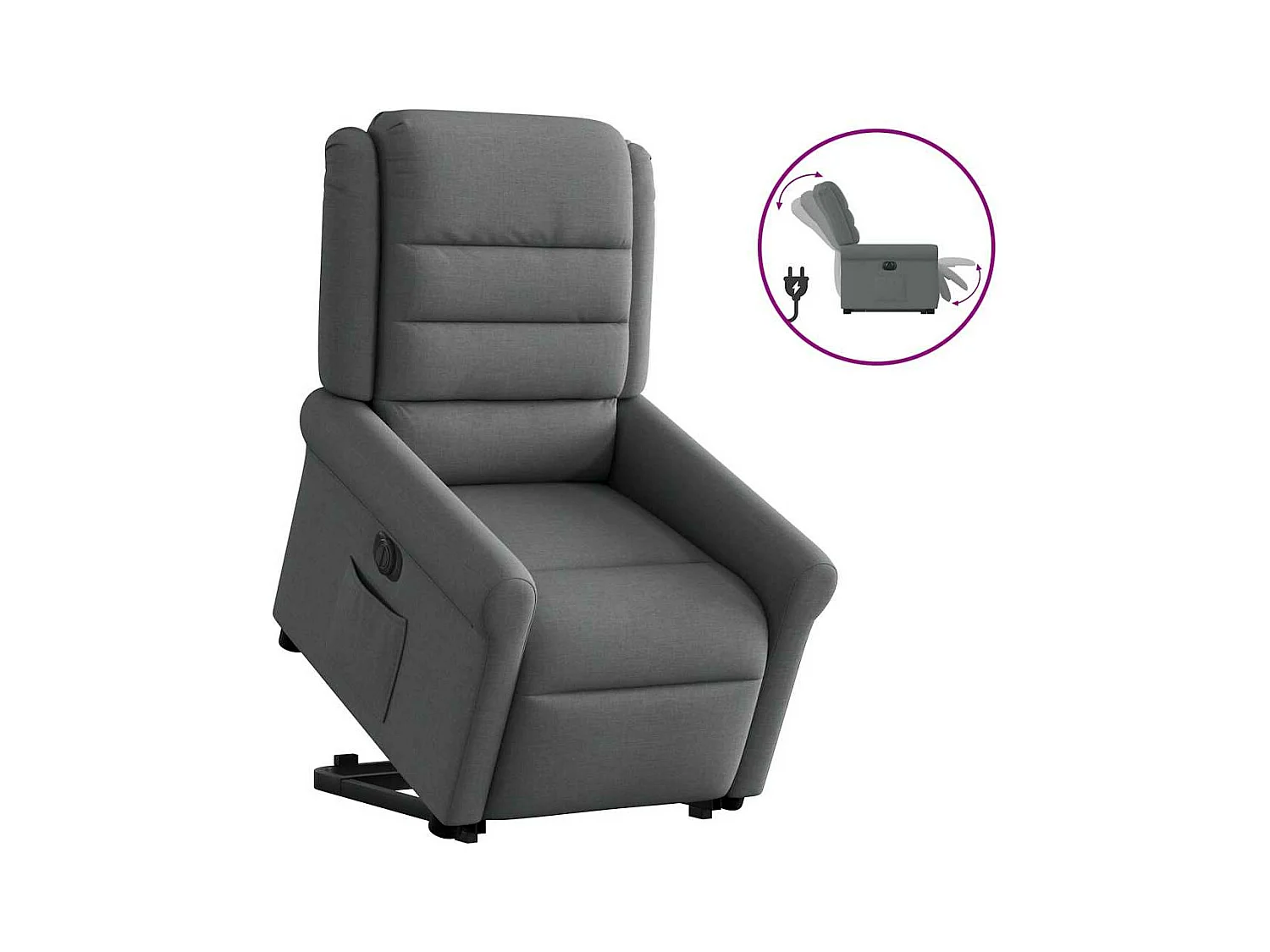 Poltrona reclinabile elettrica in tessuto grigio scuro