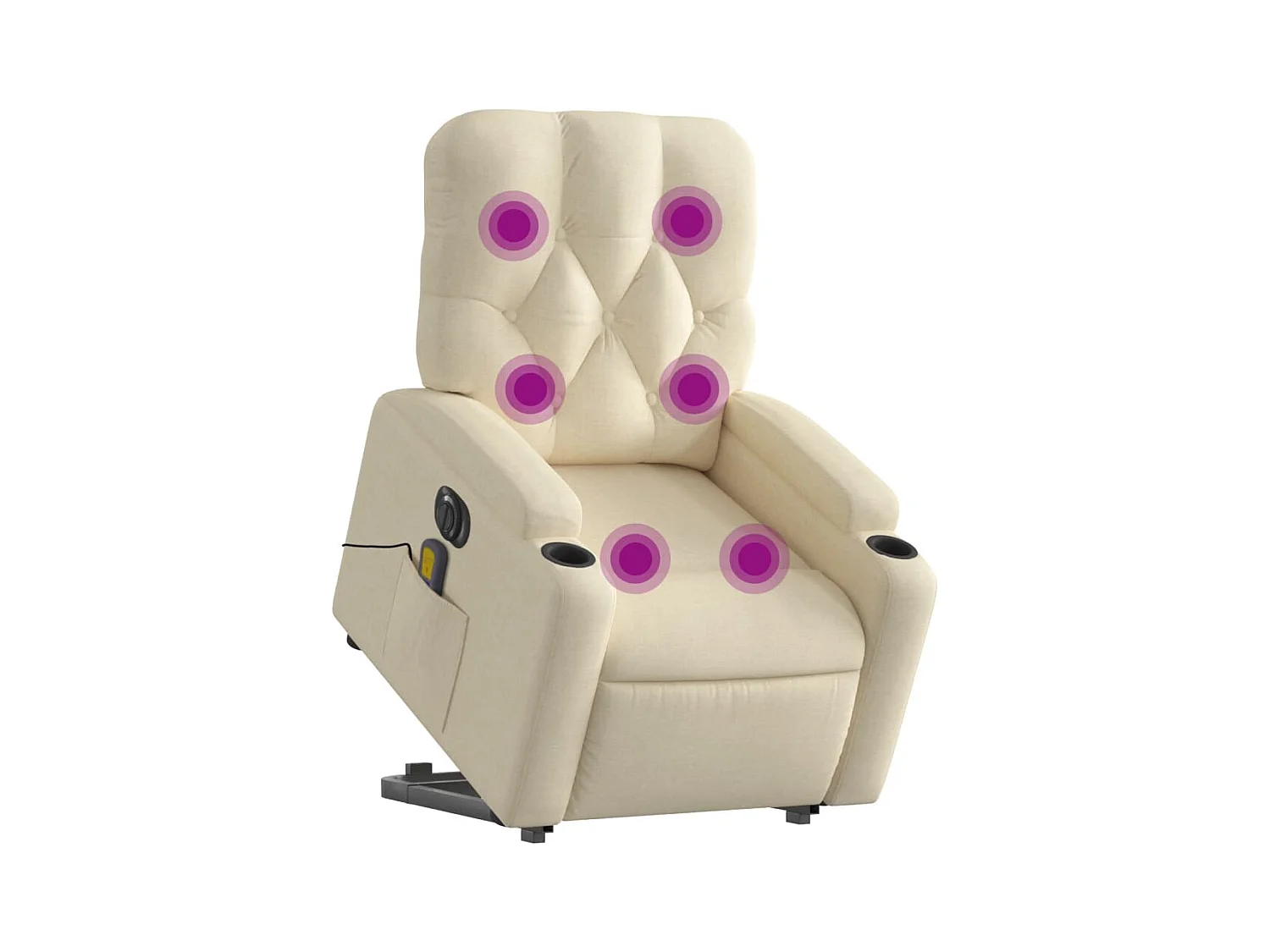 Poltrona reclinabile per massaggio elettrico in tessuto color crema