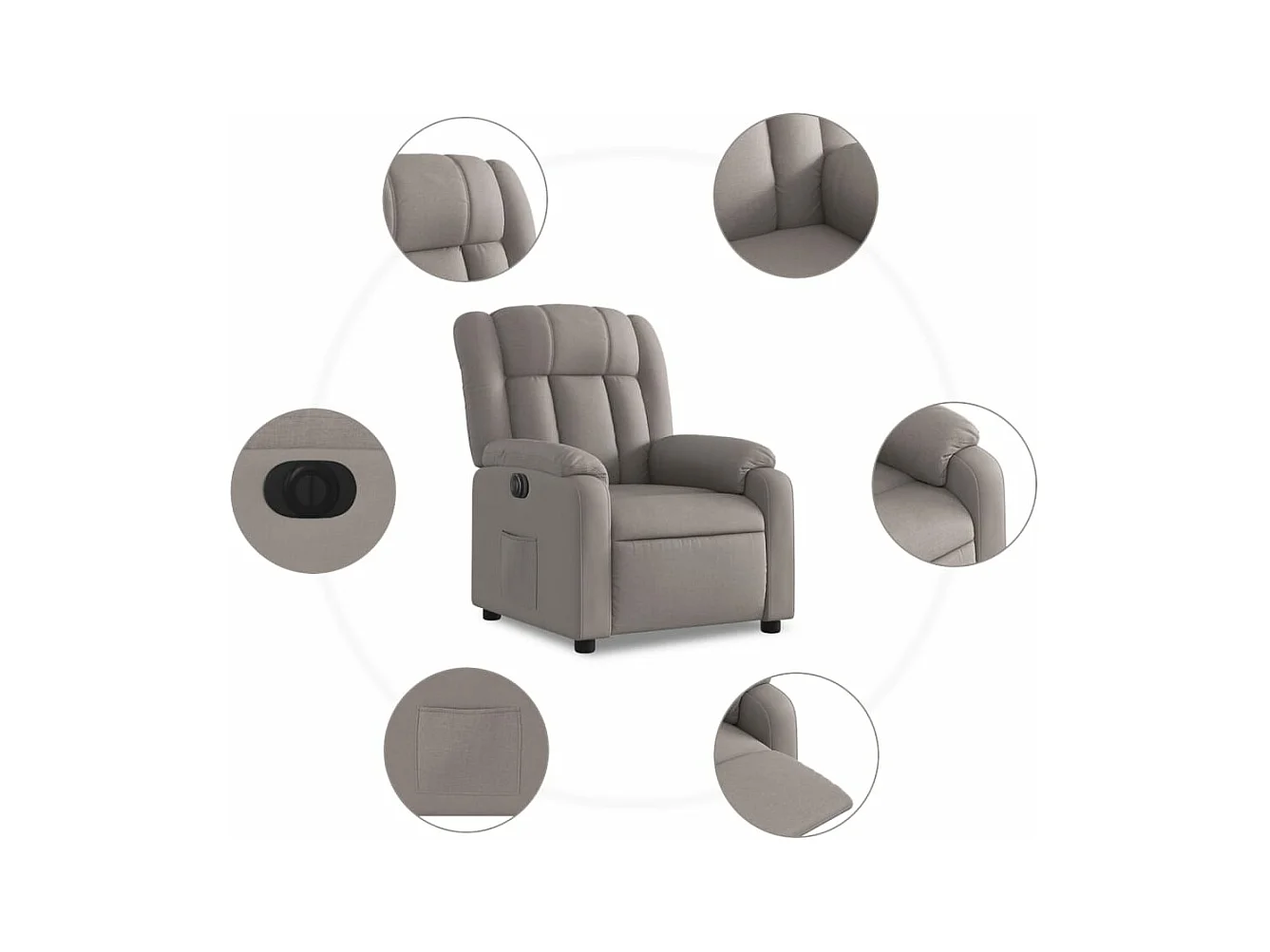 Fauteuil inclinable électrique Taupe Tissu