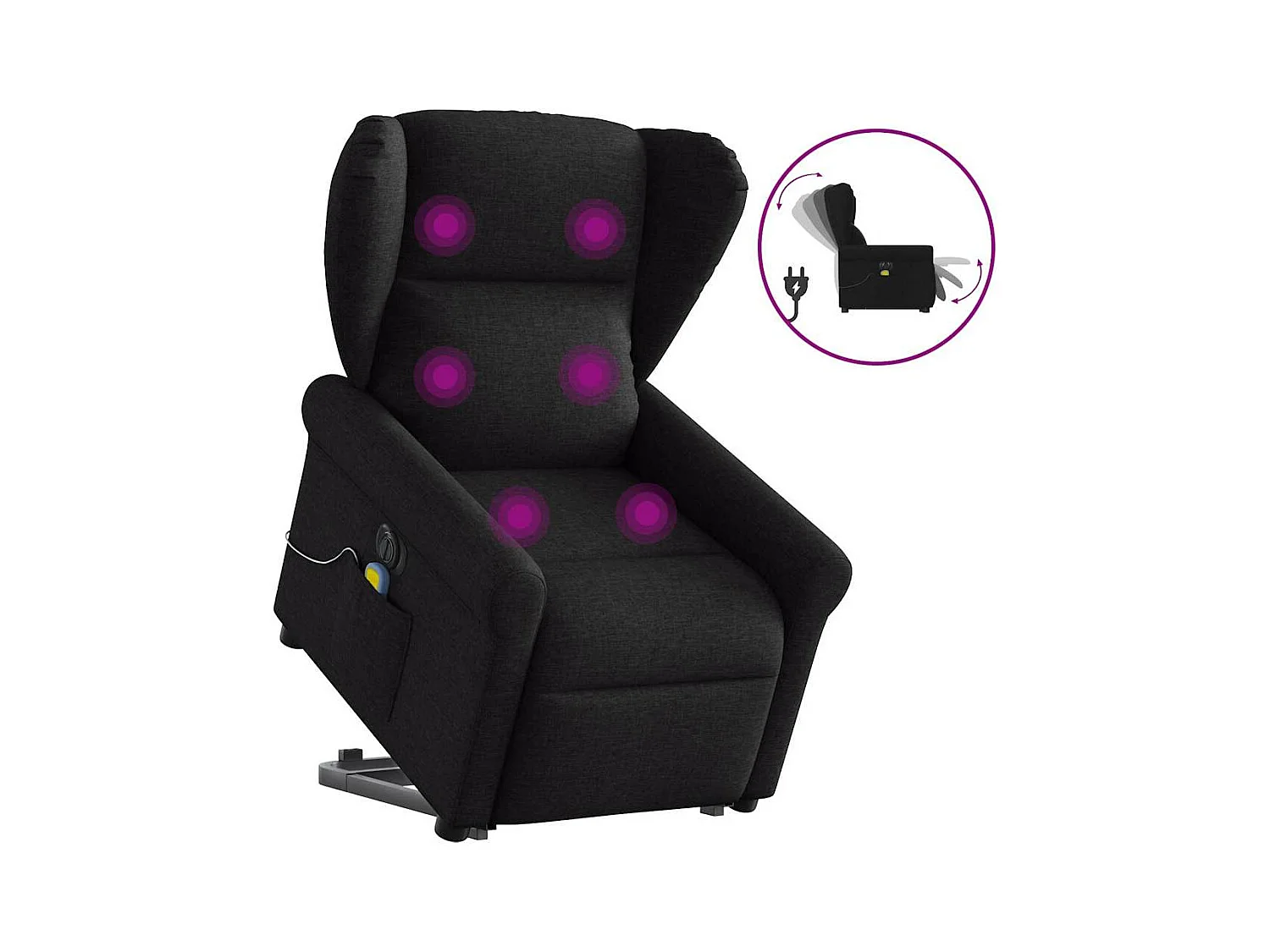 Fauteuil inclinable de massage électrique Noir Tissu