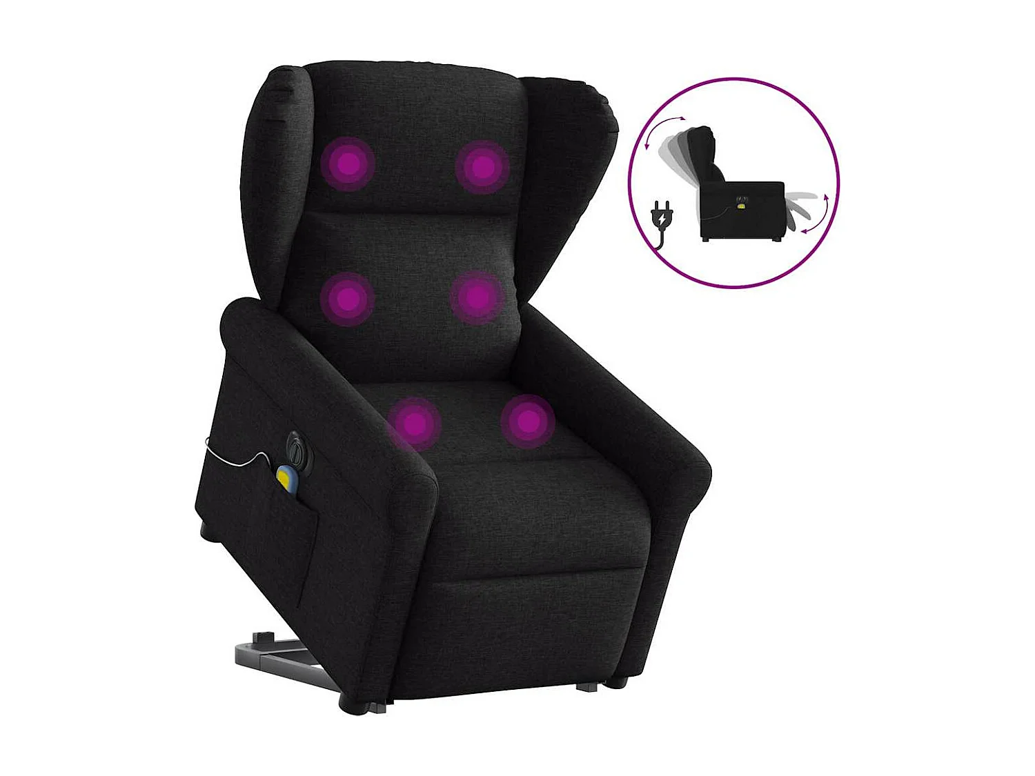 Fauteuil inclinable de massage électrique Noir Tissu
