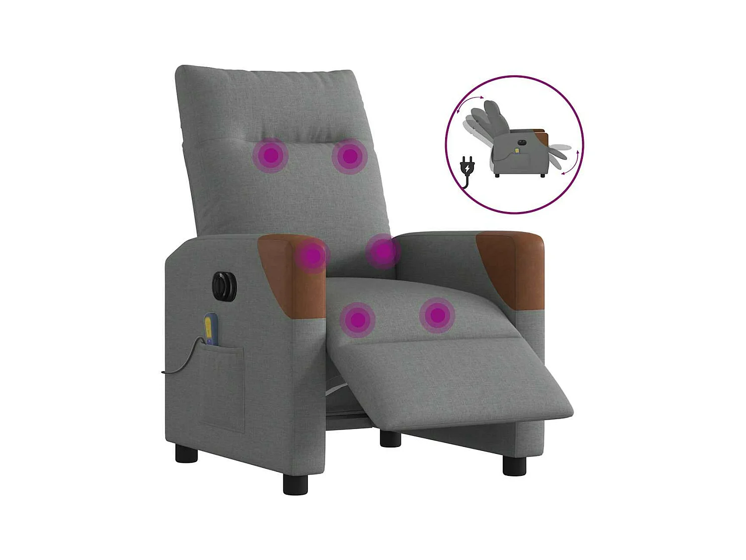 Fauteuil inclinable de massage électrique gris foncé tissu