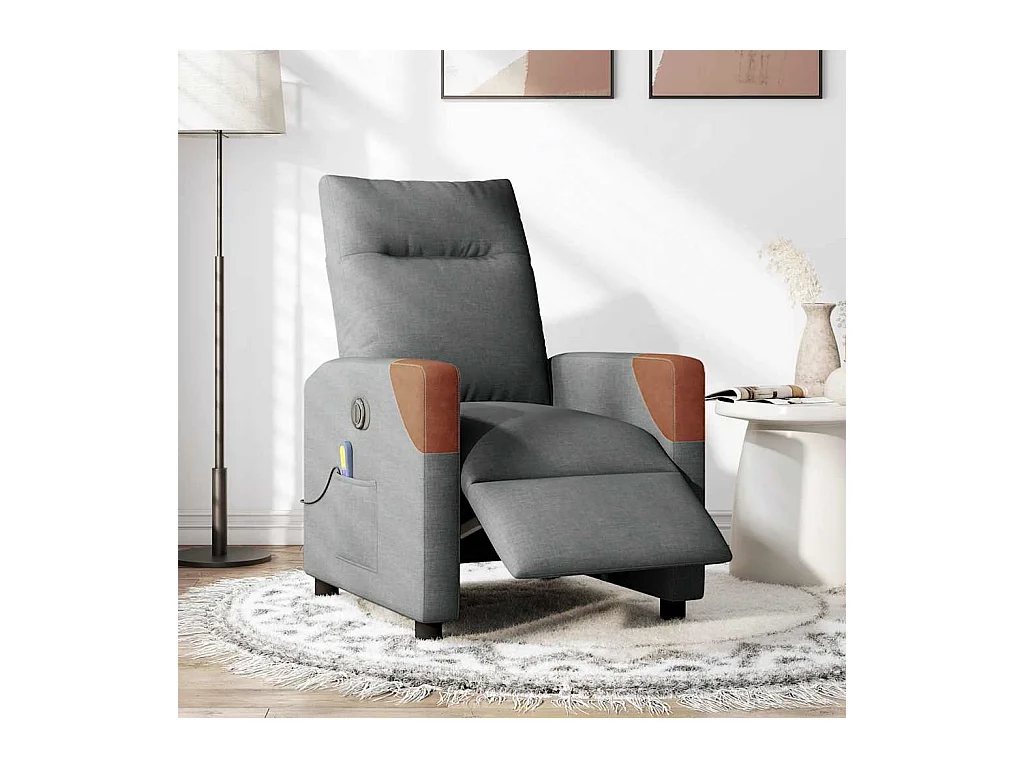 Fauteuil inclinable de massage électrique gris foncé tissu