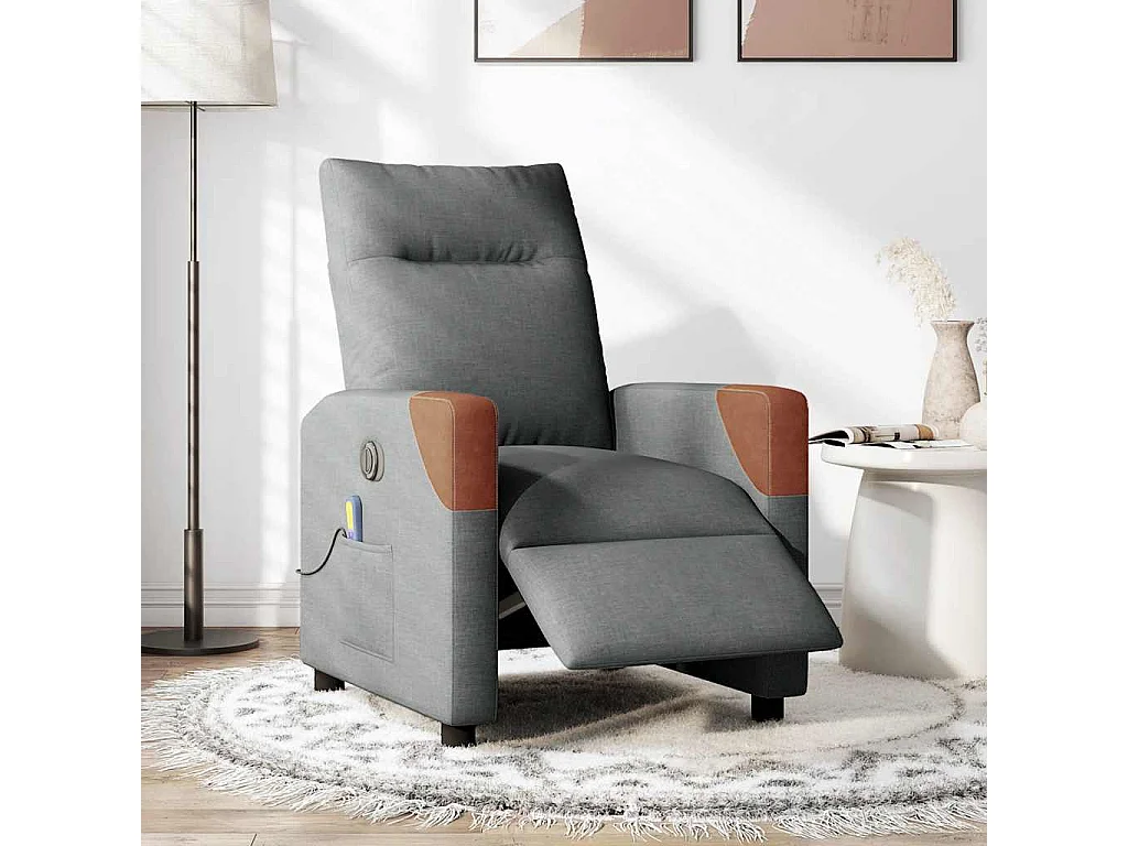 Fauteuil inclinable de massage électrique gris foncé tissu