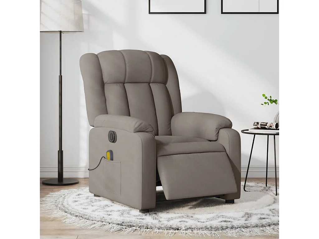 Fauteuil de massage inclinable électrique Taupe Tissu