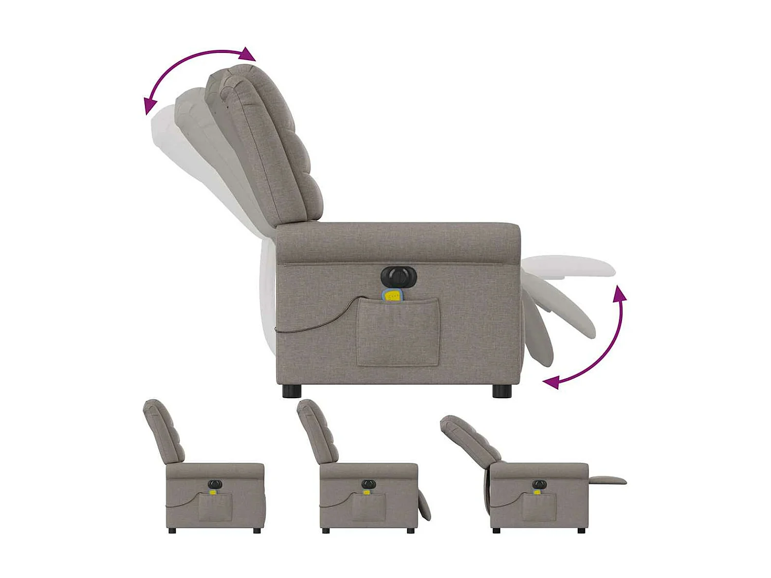 Fauteuil de massage inclinable électrique Taupe Tissu