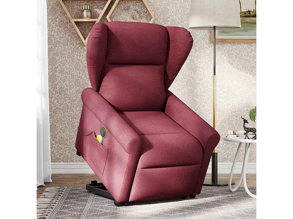 Elektrischer Massagesessel, burgunderroter Stoff