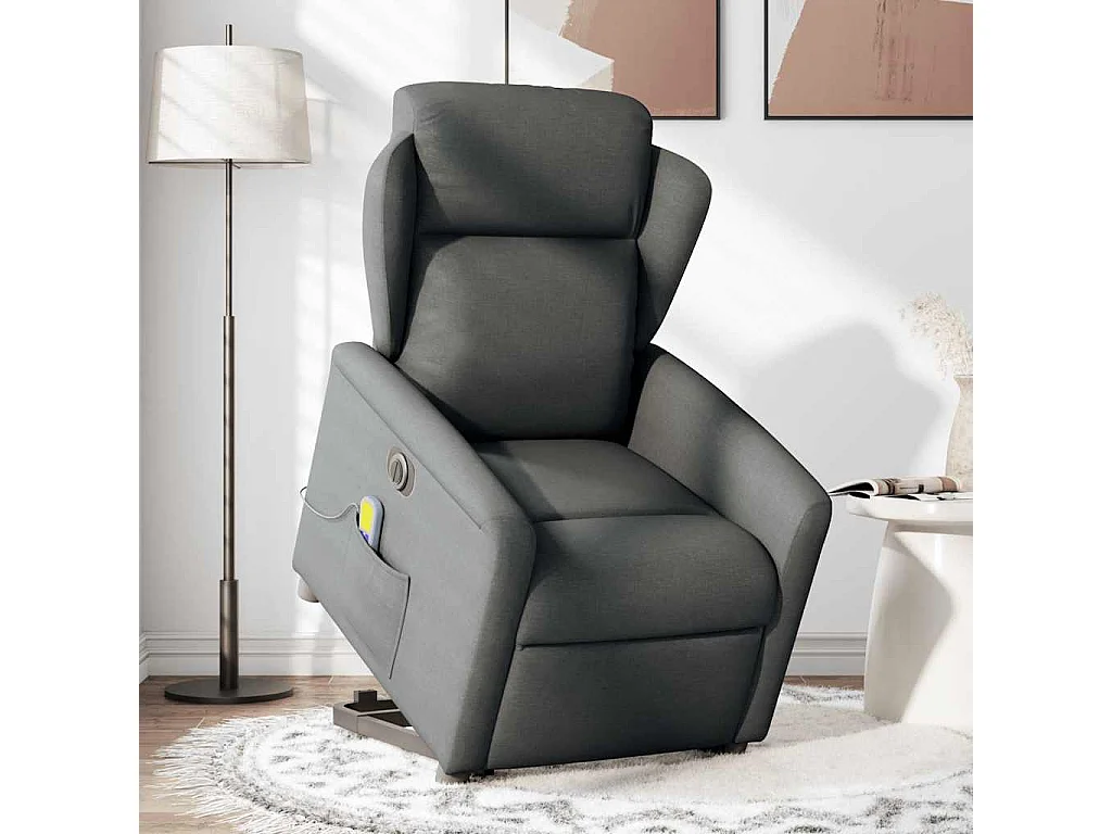 Fauteuil inclinable de massage électrique Gris foncé Tissu