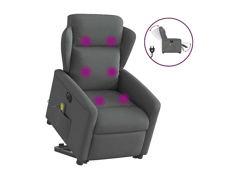 Fauteuil inclinable de massage électrique Gris foncé Tissu