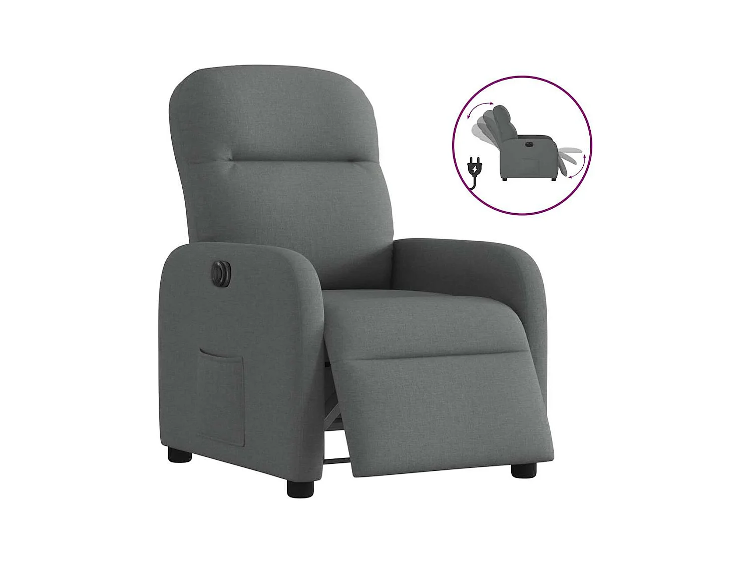 Sillón reclinable eléctrico Tejido gris oscuro