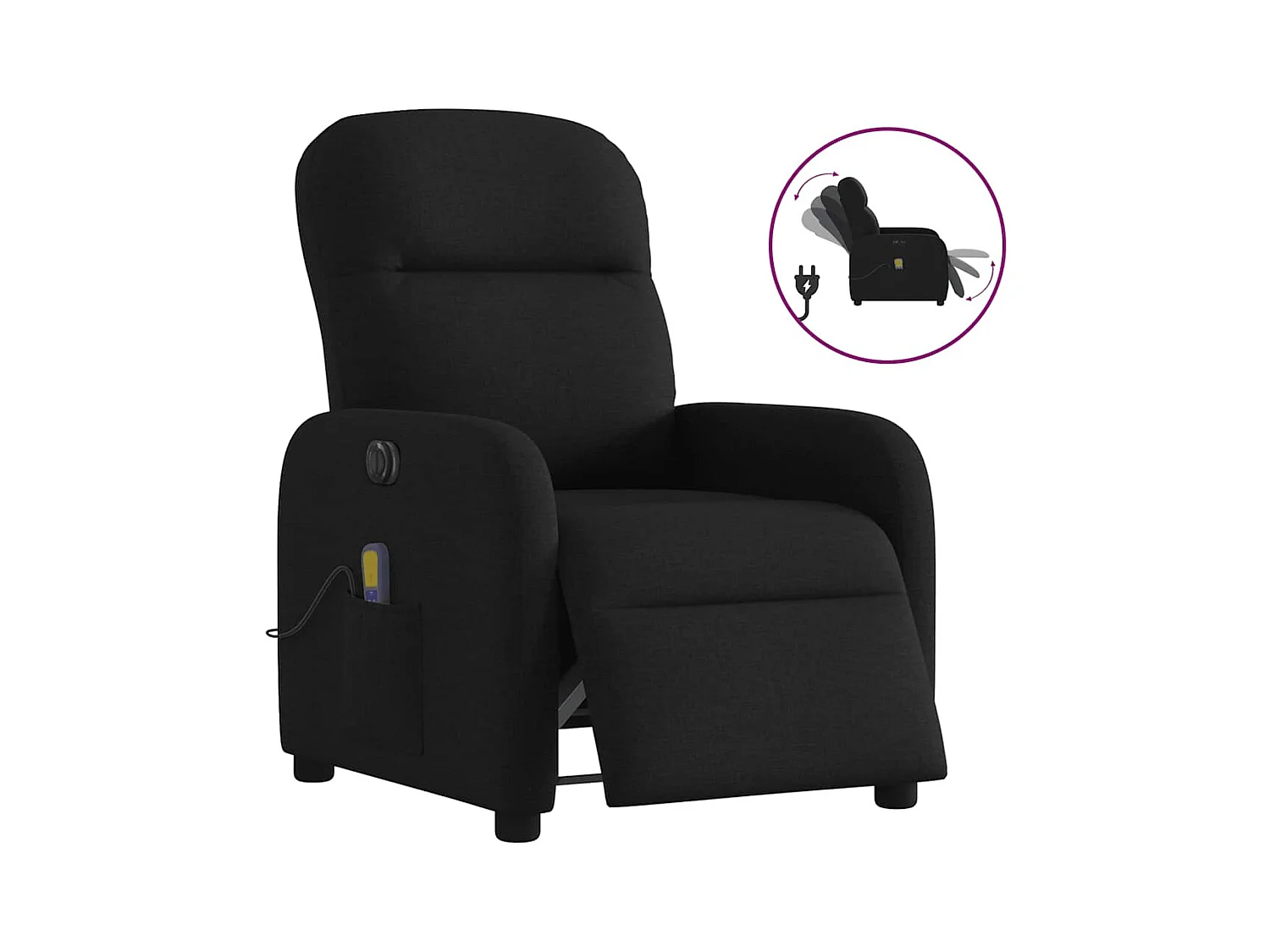 Fauteuil de massage inclinable électrique Noir Tissu
