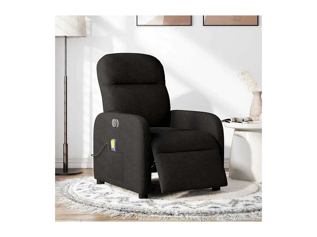 Fauteuil de massage inclinable électrique Noir Tissu