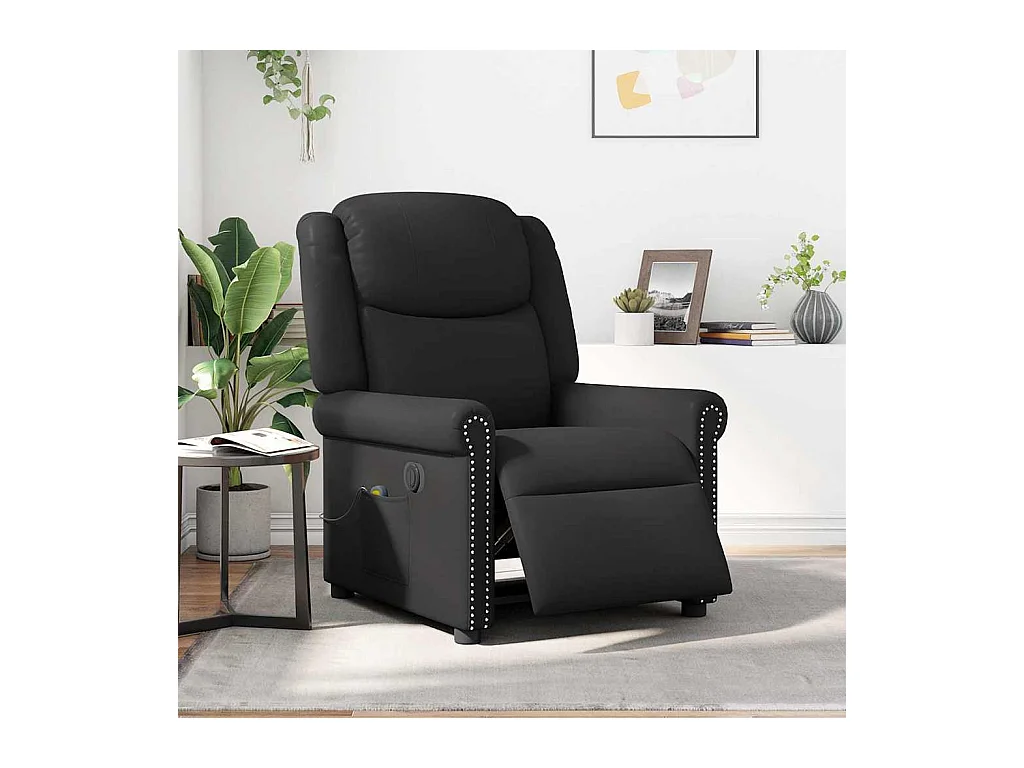 Fauteuil massage inclinable électrique noir brillant similicuir