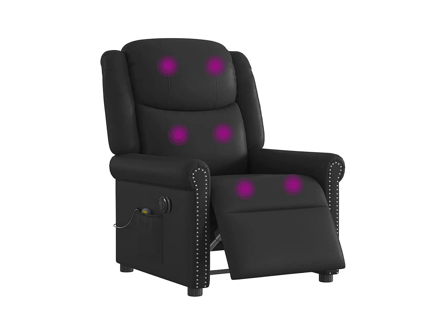Fauteuil massage inclinable électrique noir brillant similicuir