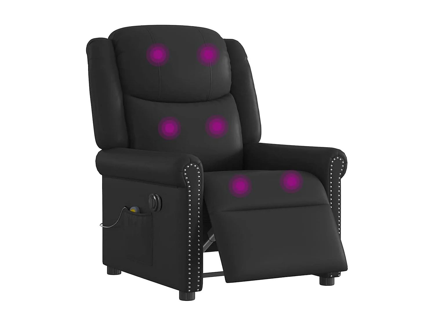 Fauteuil massage inclinable électrique noir brillant similicuir