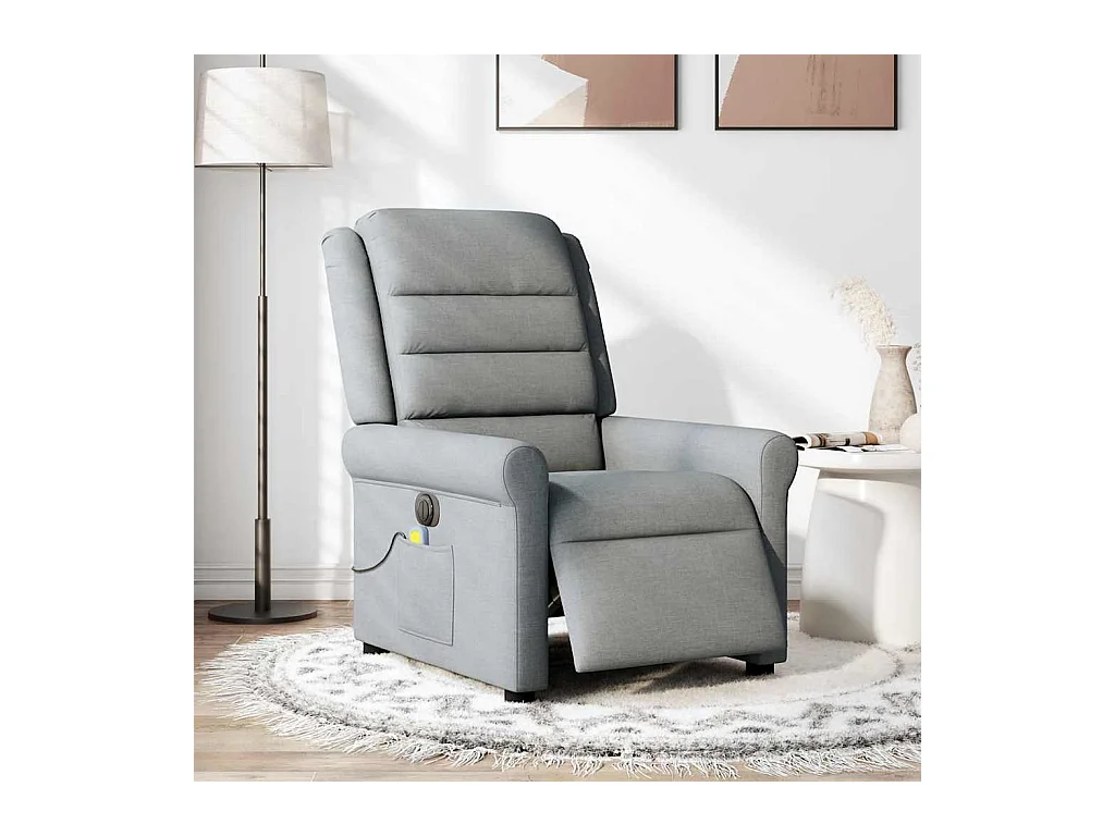 Fauteuil de massage inclinable électrique gris clair tissu
