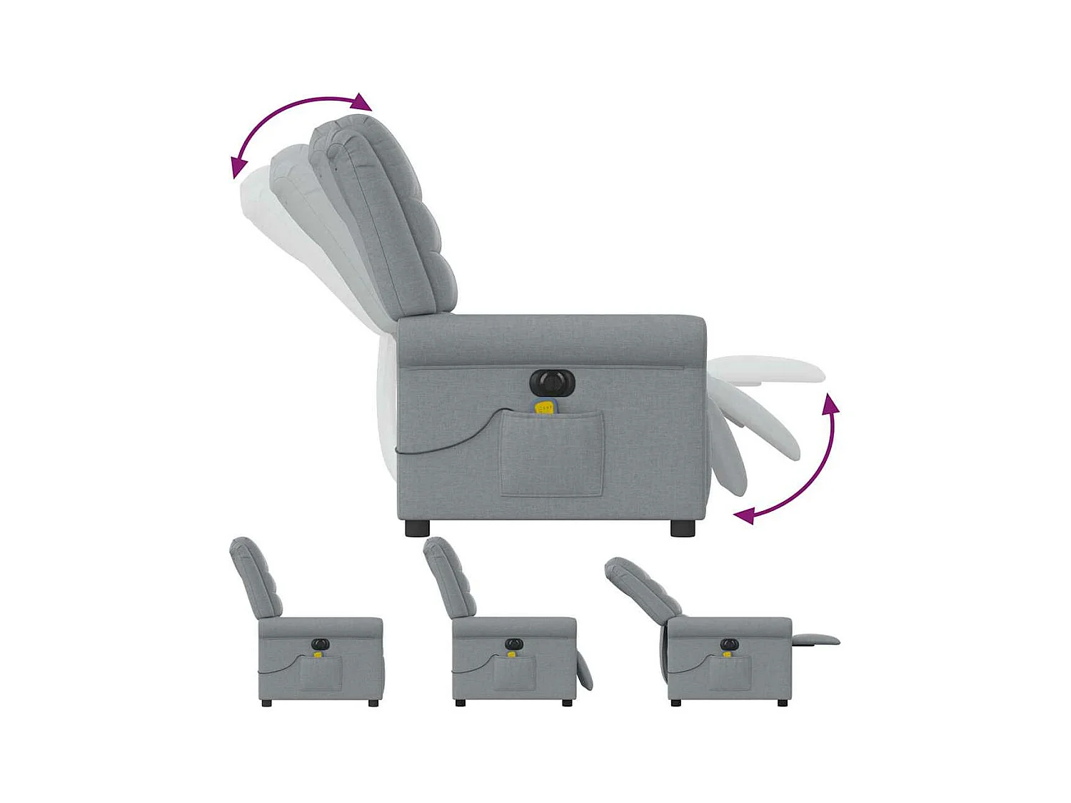 Fauteuil de massage inclinable électrique gris clair tissu