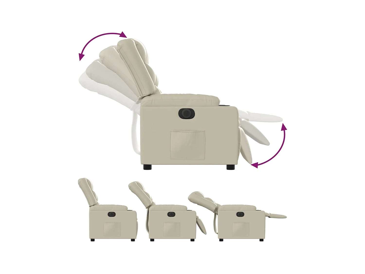 Fauteuil inclinable électrique Crème Similicuir