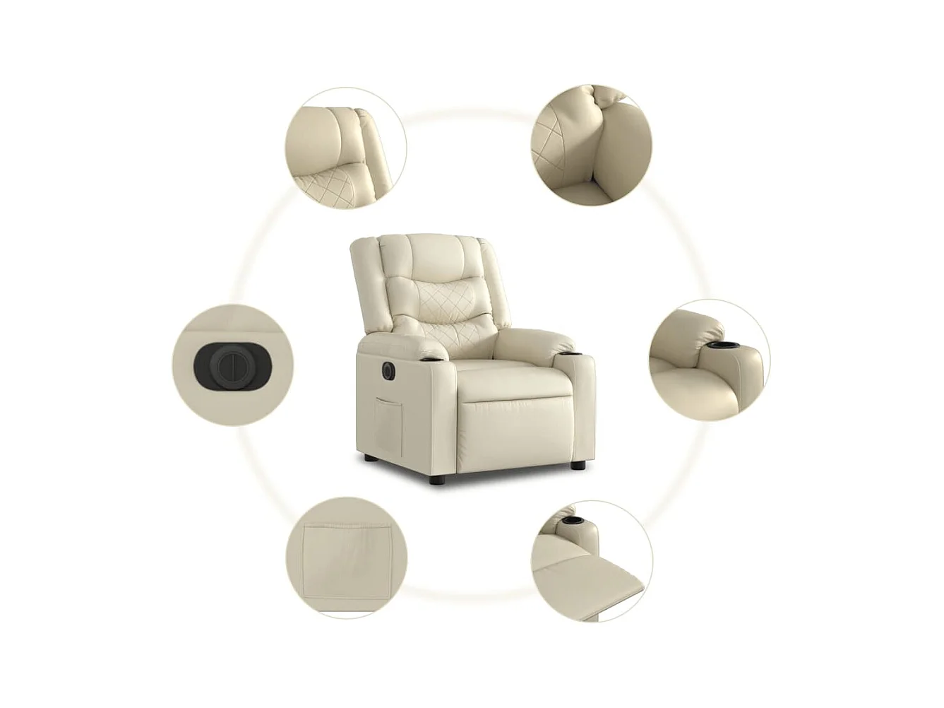 Fauteuil inclinable électrique Crème Similicuir