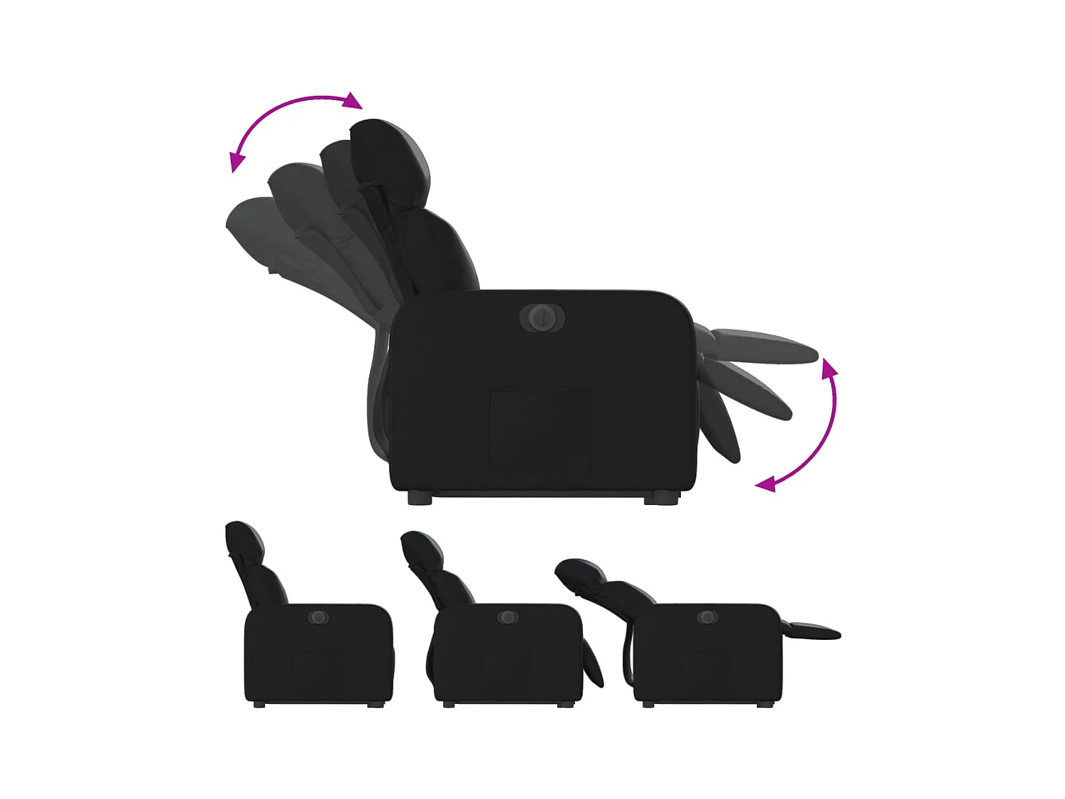 Fauteuil inclinable électrique noir similicuir