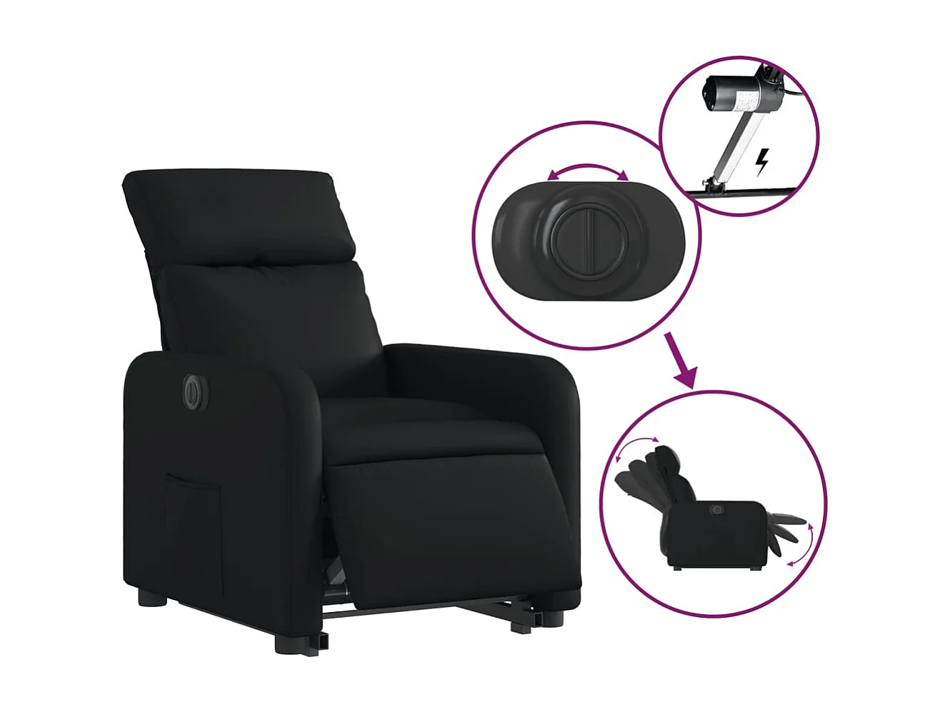 Fauteuil inclinable électrique noir similicuir