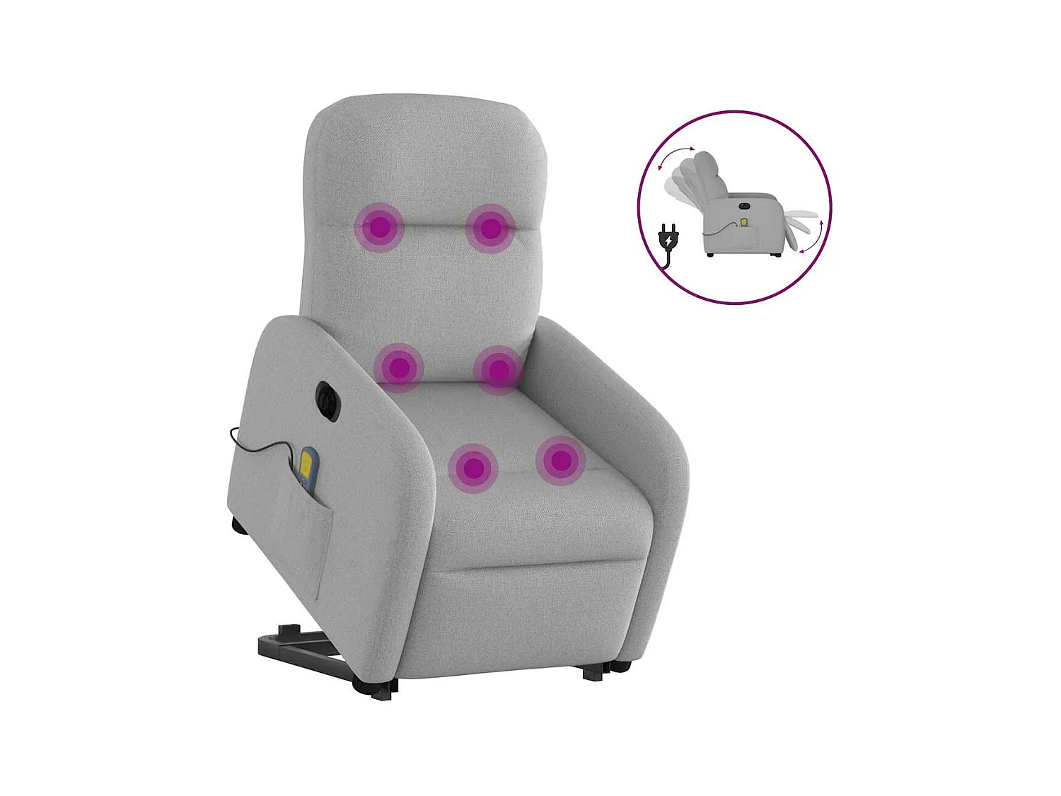 Fauteuil inclinable de massage électrique gris nuage tissu