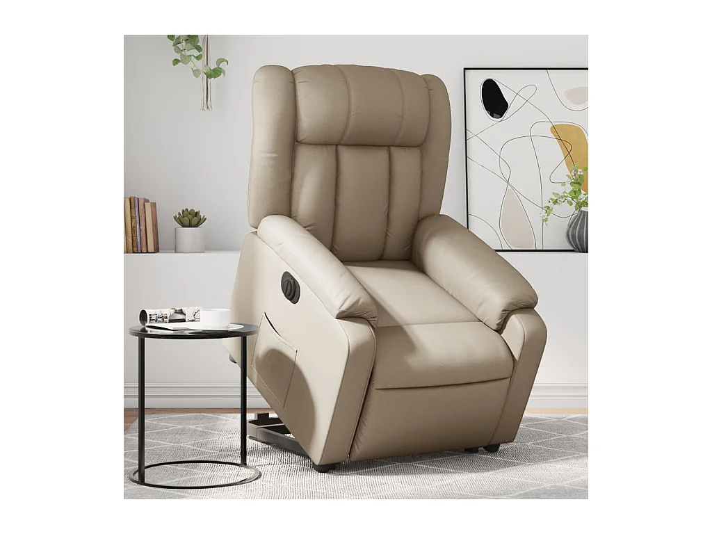 Elektrischer Liegesessel aus Kunstleder in Cappuccino
