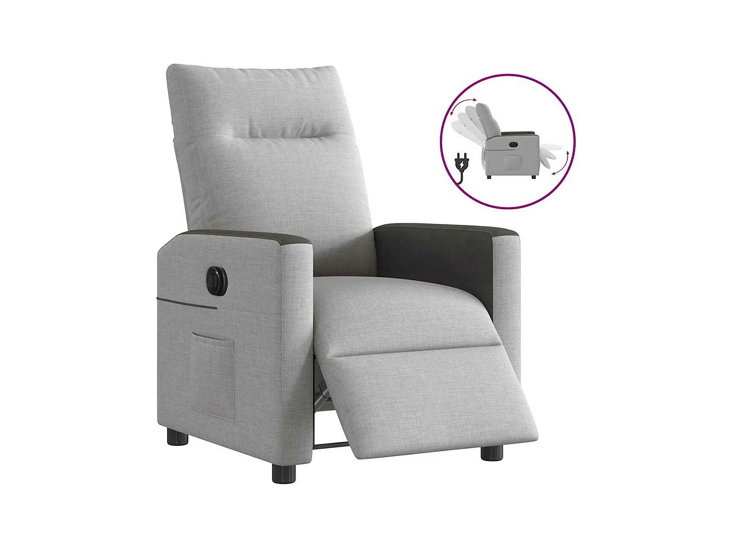 Fauteuil inclinable électrique gris nuage tissu