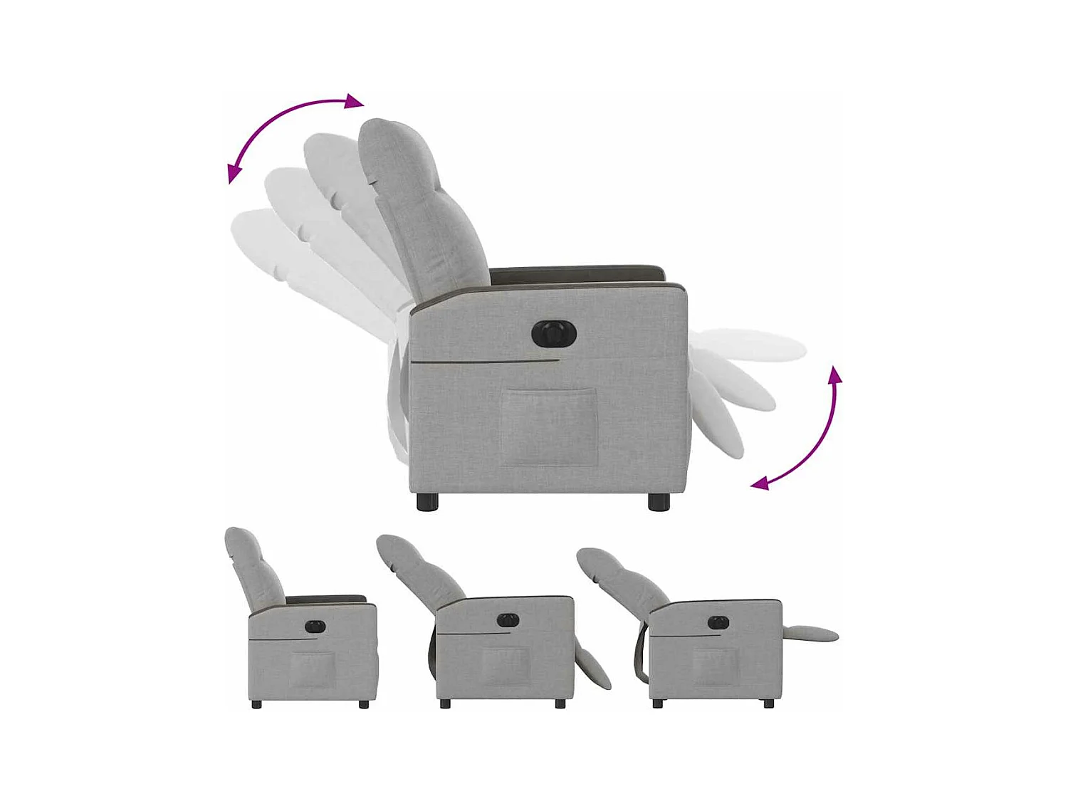 Fauteuil inclinable électrique gris nuage tissu