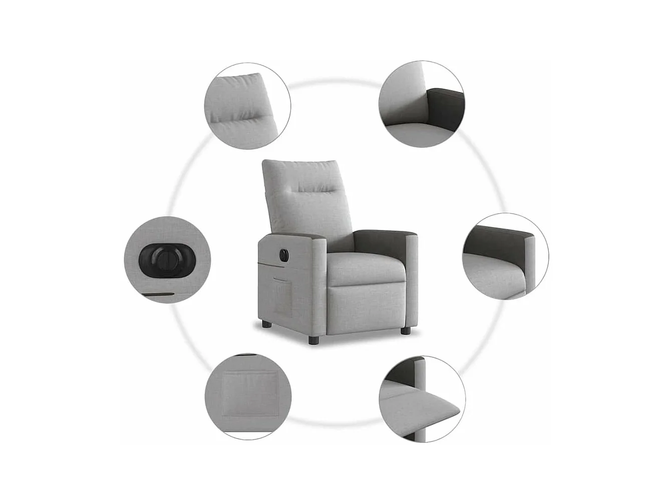 Fauteuil inclinable électrique gris nuage tissu