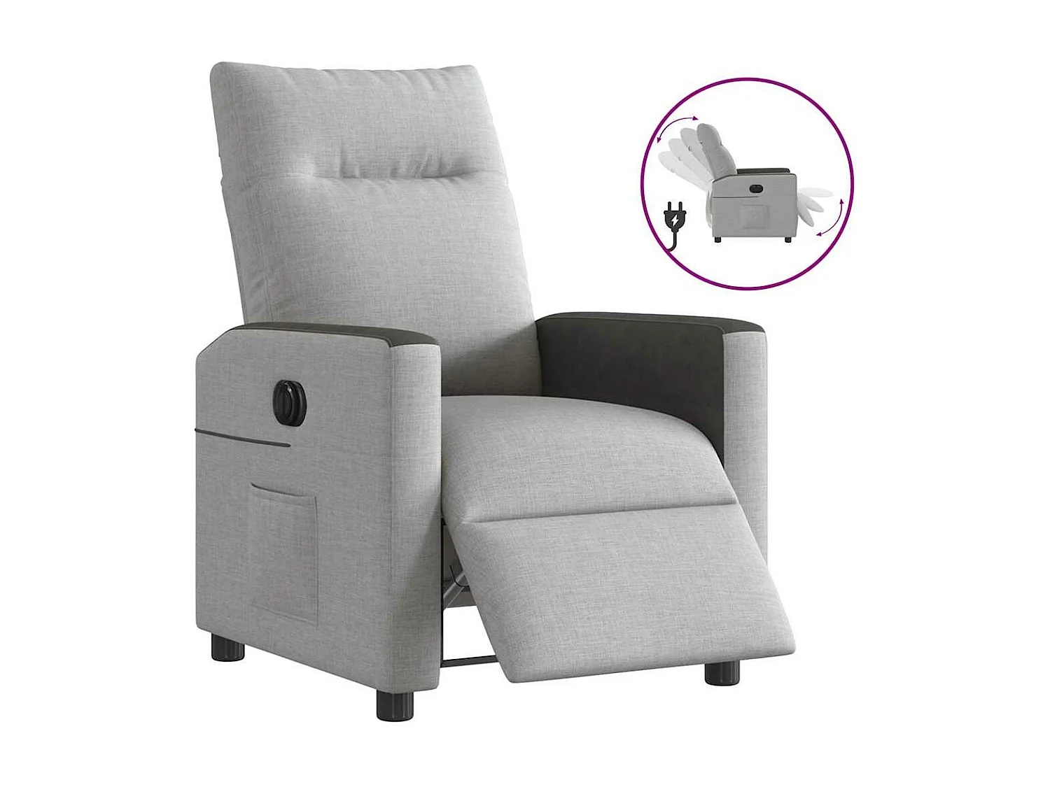 Elektrischer Ruhesessel aus wolkengrauem Stoff