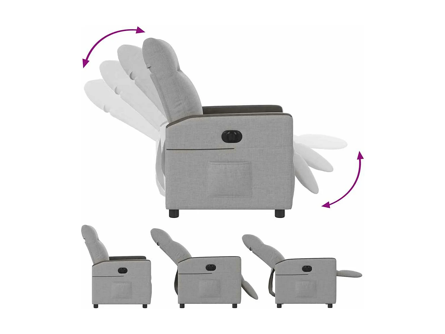 Elektrischer Ruhesessel aus wolkengrauem Stoff