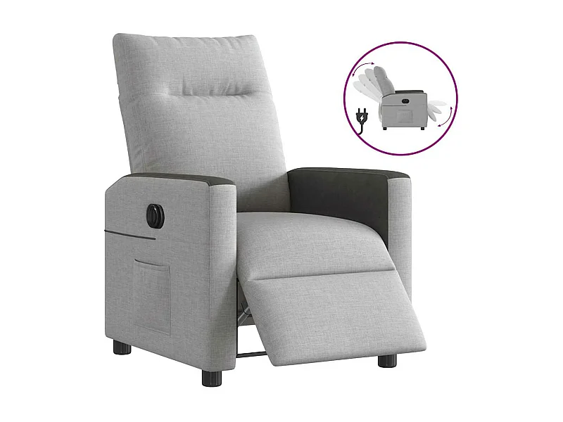 Fauteuil inclinable électrique gris nuage tissu