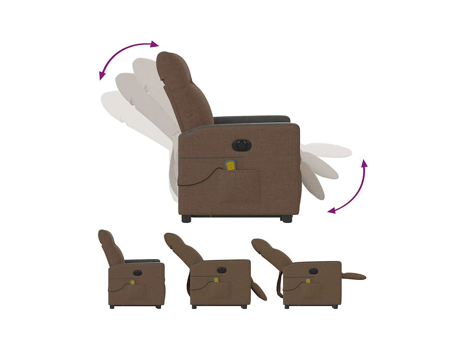 Fauteuil inclinable de massage électrique Marron Tissu