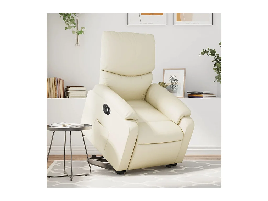 Fauteuil inclinable électrique crème similicuir
