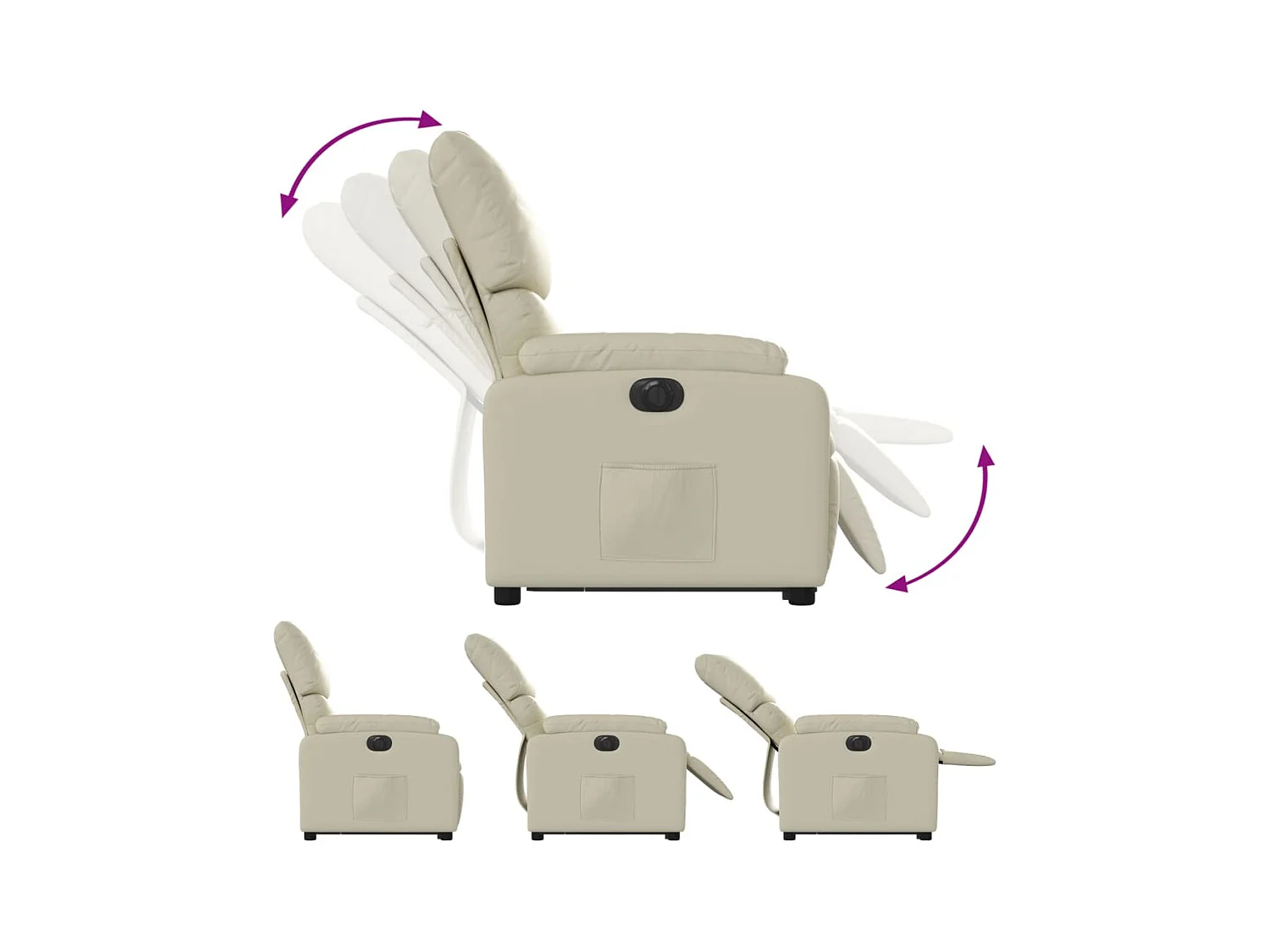 Fauteuil inclinable électrique crème similicuir