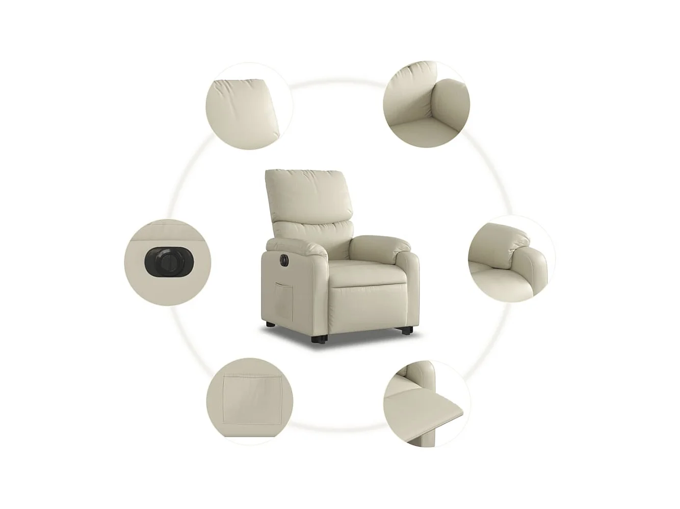 Fauteuil inclinable électrique crème similicuir